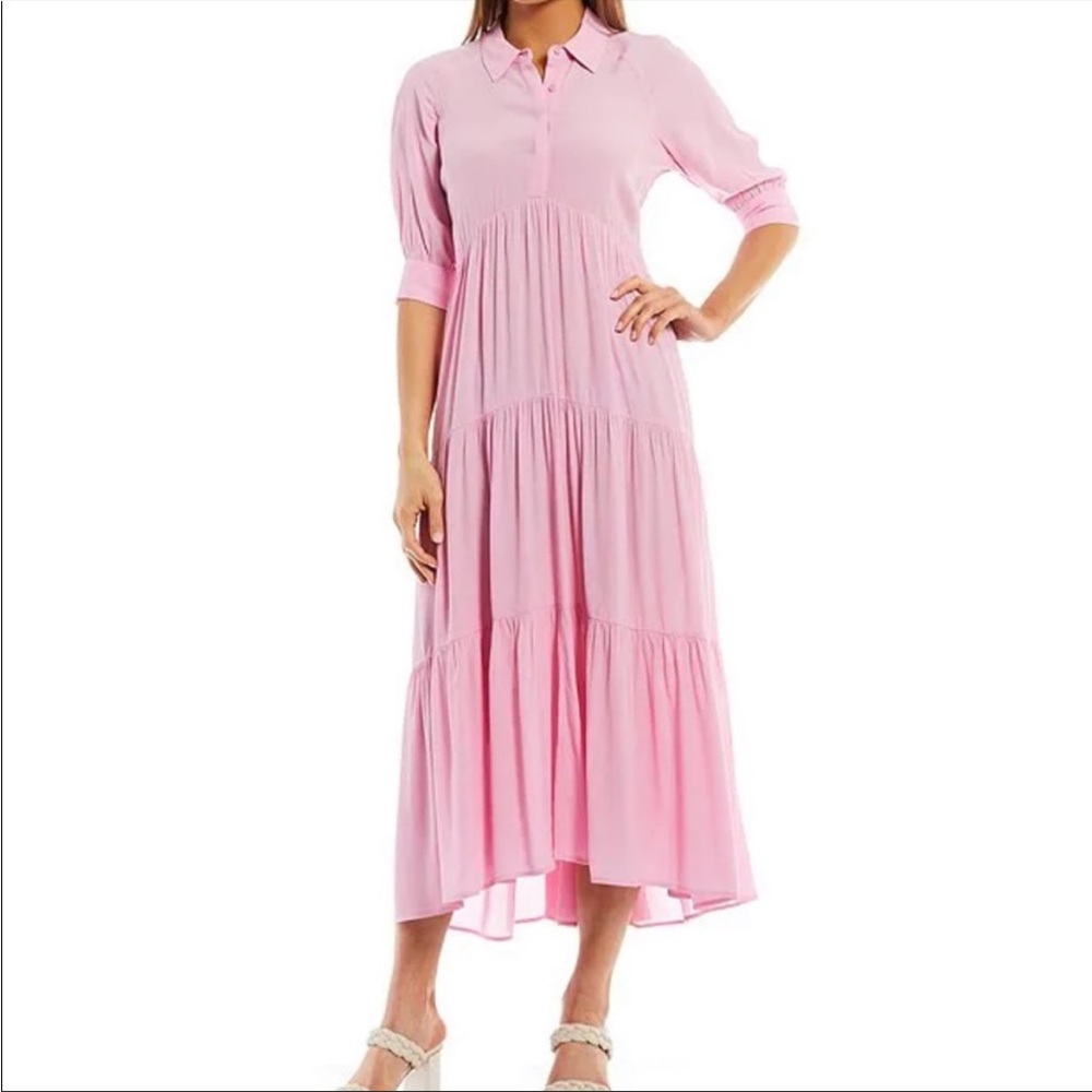 A Loves A - Button Down Pink Midi; bump friendly!